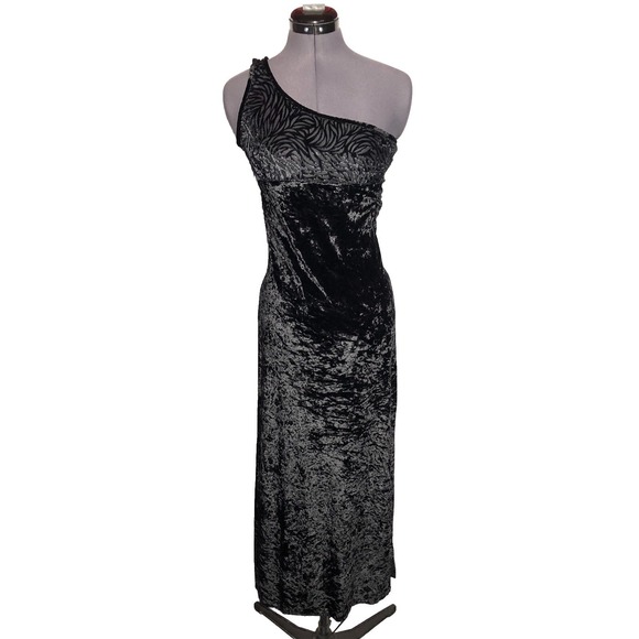 Marilyn Monroe Dresses & Skirts - Vtg 90s whimsygoth‎ Witchcore Black Sheer One Shoulder Gown dress Monroe M